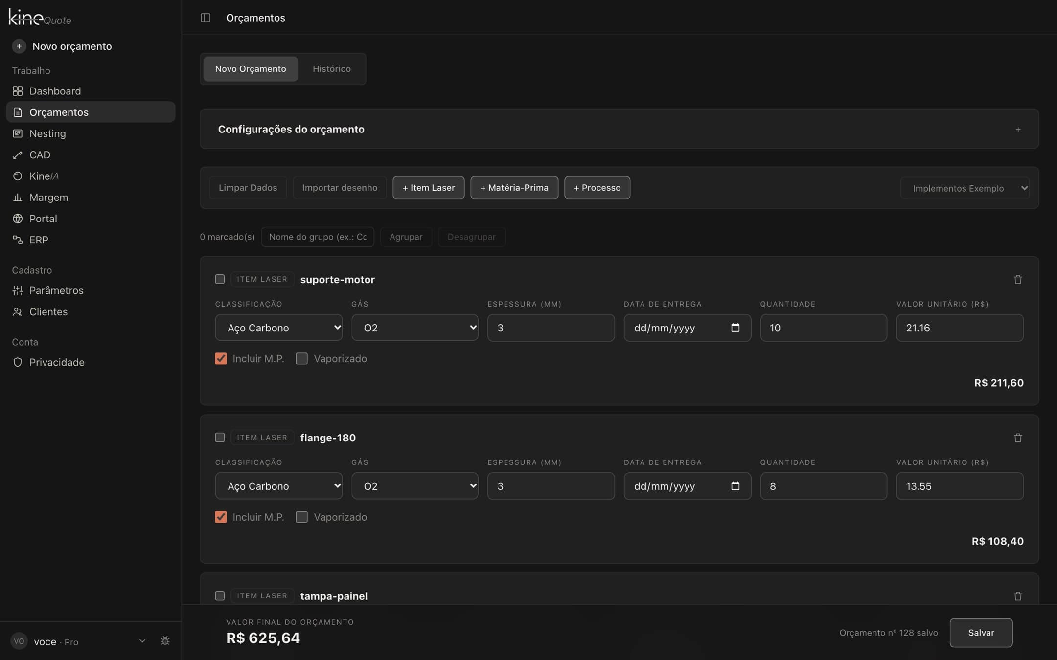 Veja o valor calculado
