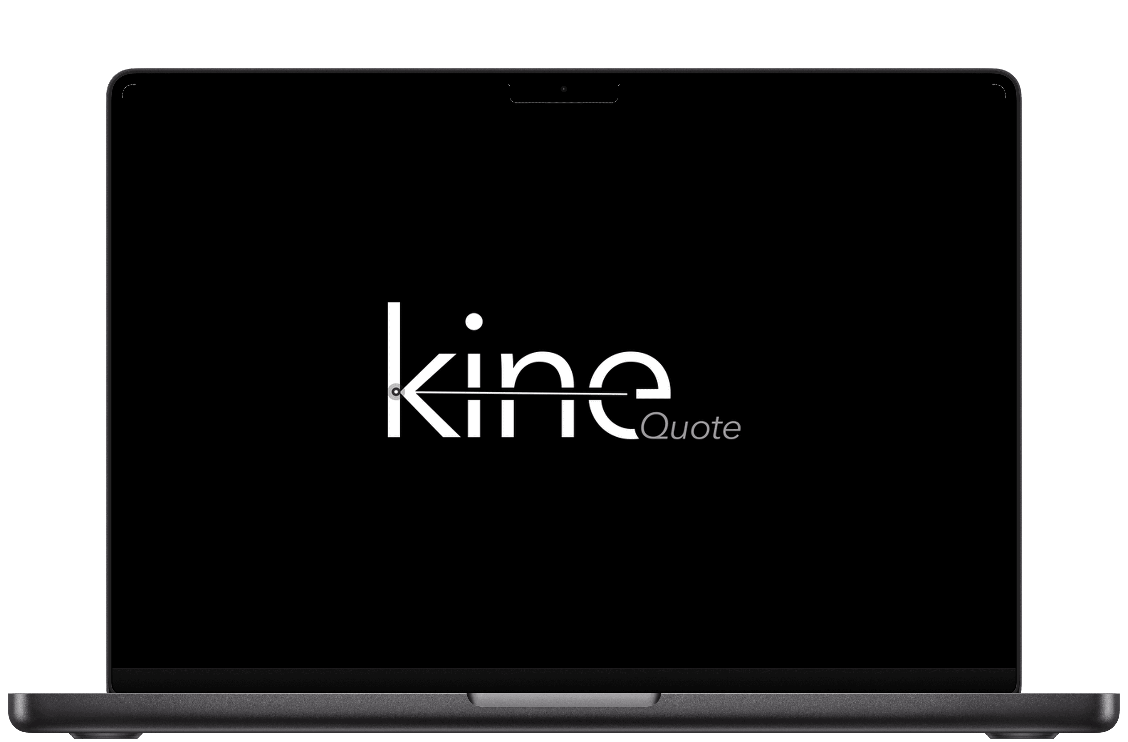 Logo Kine Quote na tela de um MacBook Pro